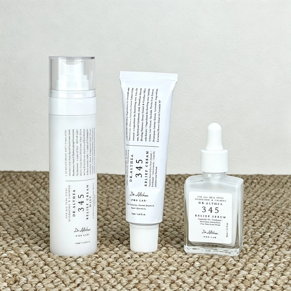 Dr Althea 345 Relief Trio Cream Mist Serum Niacinamide CicaPanthenol Hydrating Calming Skincare Sensitive AcneProne AllSkinTypes