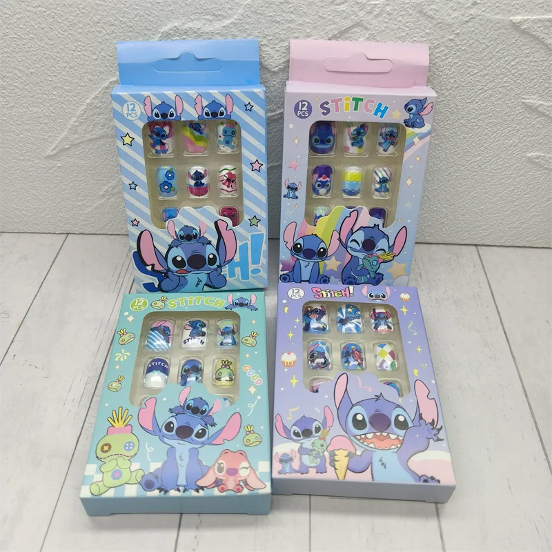 

Random 4pcs Stitch Anime Girls Nail stickers Children Cute Cartoon Figure Stitch Wearing Nail Stickers Toys Kids Gifts