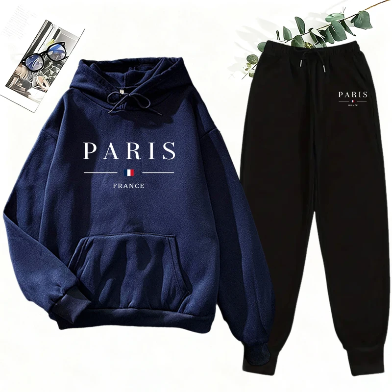 Damen-Trainingsanzug mit Aufdruck, lässiges Sweatshirt, Streetwear, Outdoor-Sportbekleidung, Jogging-Kleidung, Herbst- und Wintermode, Kapuzenpullover, Sportbekleidung. – Detail 4