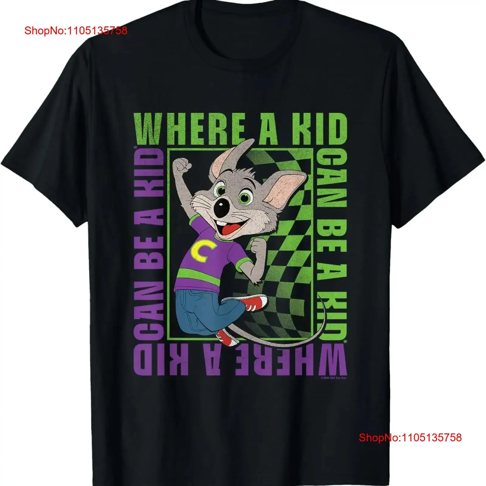 Chuck E Cheese donde un niño puede ser moderno descolorido camiseta vintage lavado ligeramente superior para uso diario elegante Unisex Casual