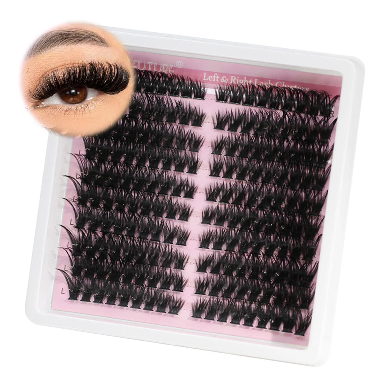 Flauschige Wimpern 80D Dicke Wimpernverlängerungen 180 Stück Links/Rechts Cluster-Wimpernverlängerungen D-Curl Dicke Extra Große Wimpern-Cluster