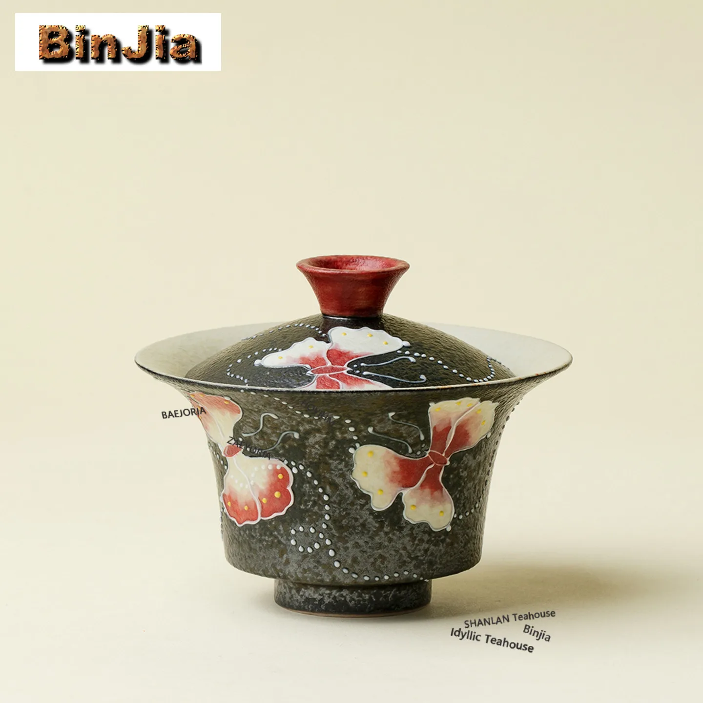 

100ml Hand Painted Dream Butterfly Gaiwan Luxury Tea Tureen Tea Bowl With Lid Kit Tea Maker Cover Bowl Kung Fu Teaset Decoration