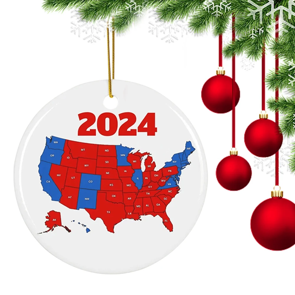 2024 Election Results Map Election Map Christmas Ornament President Won Again Election Ornament Christmas Tree Decoration