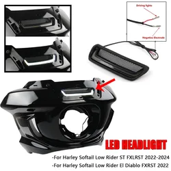 NEW Motorcycle Accessory White Tracer Headlight Vent LED For Harley Softail Low Rider ST El Diablo FXRST FXLRST 2022 2024