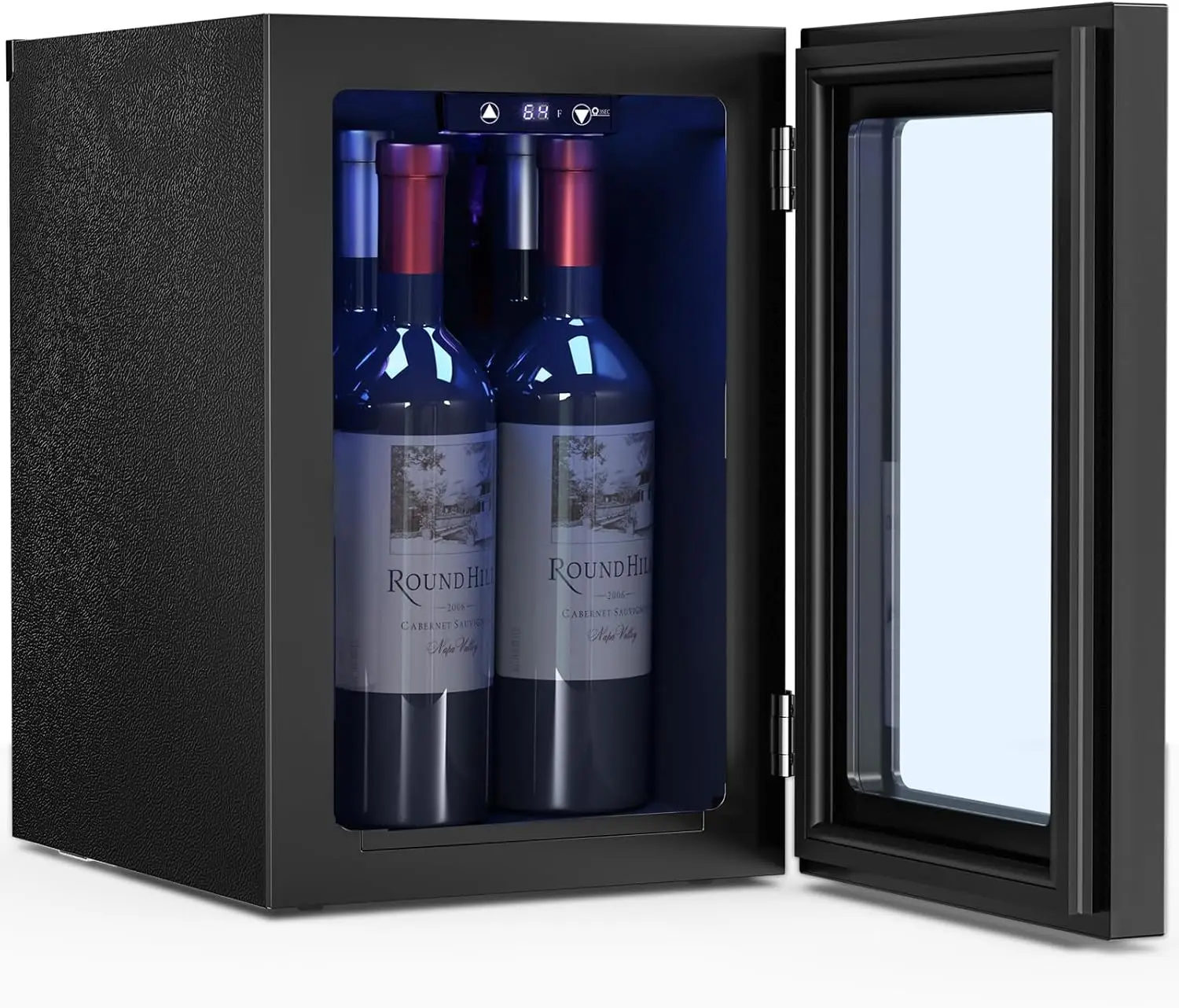0.6Cu. Pie. Mini refrigerador para bodega de vino de encimera, refrigerador para bebidas de vino tinto de 4 botellas, silencioso, portátil, luz LED