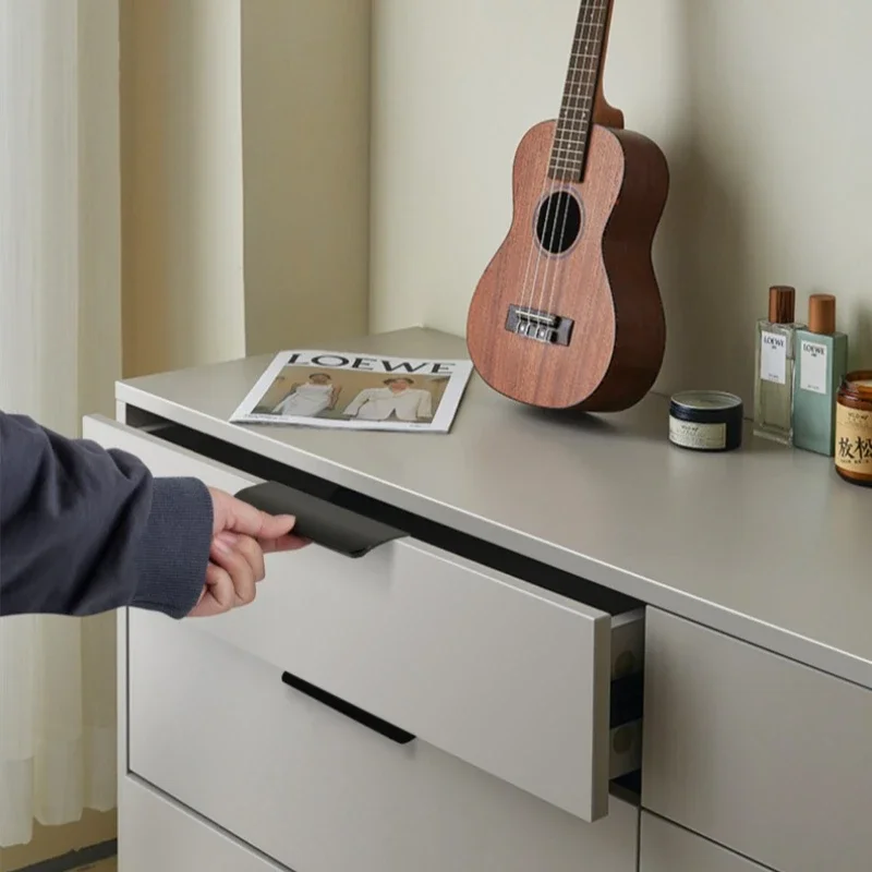 Maçaneta de porta preta longa de luxo leve invisível, sem perfuração, embrulho de borda de guarda-roupa, alça escondida no armário