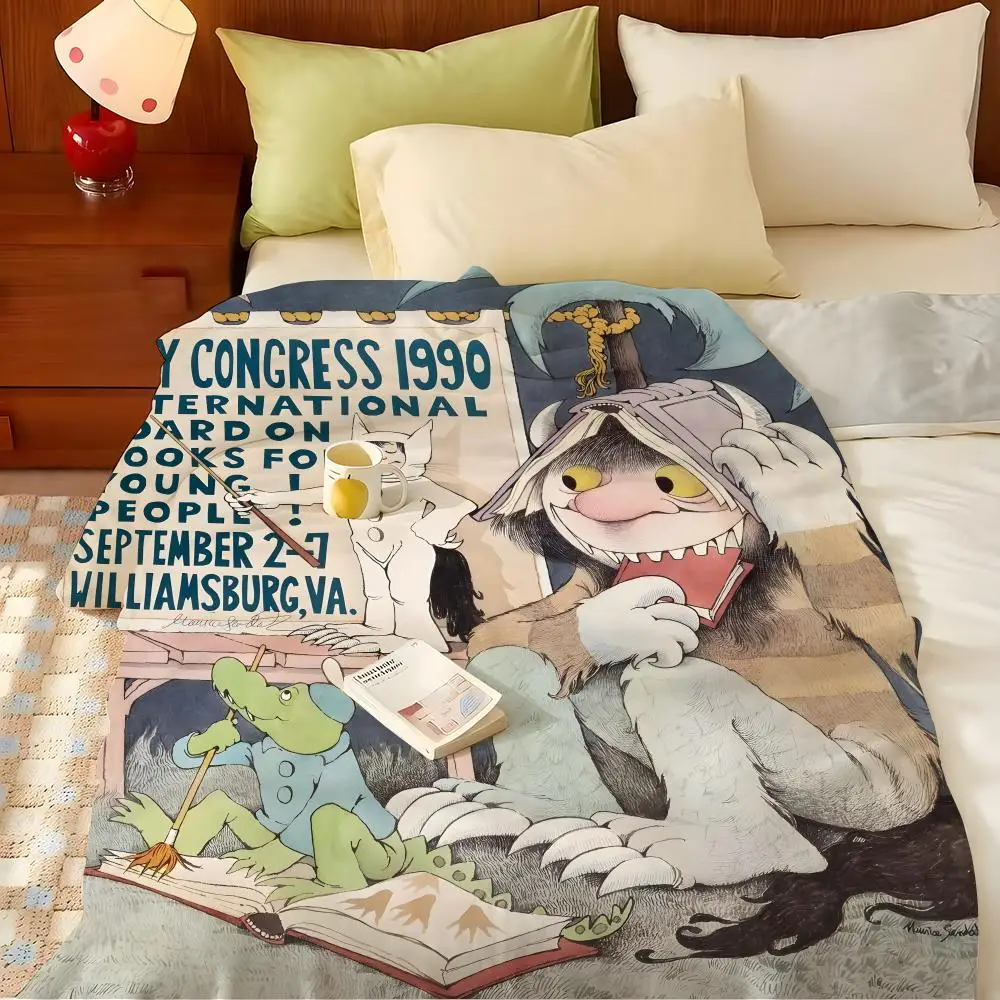 Book W-Where t-the W-Wild T-Things A-Are Throw Flannel Throw Blanket, Lightweight Cozy, Durable Washable cute Cool view 5