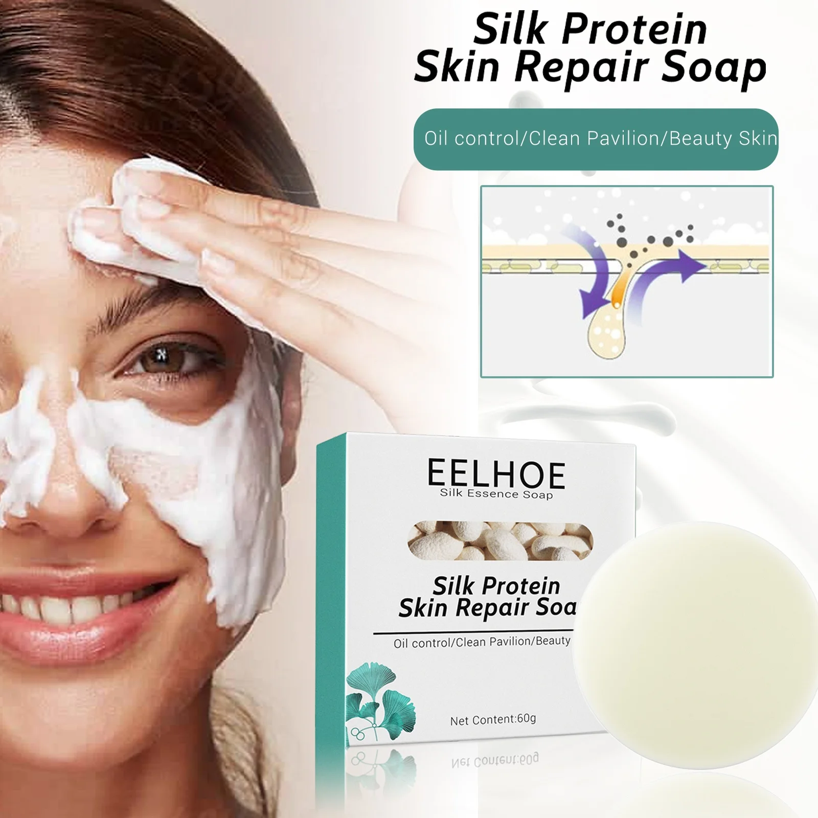

Silk Protein Facial Mask Soap (Square Type) Deep Cleansing And Repairing Skin Moisturizing And Tendering Silk Milk Soap