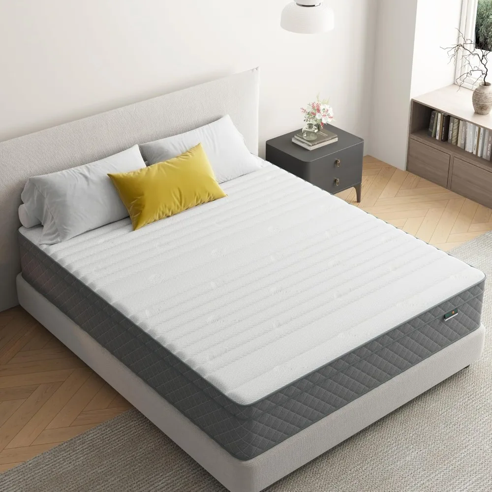 مرتبة كوين مقاس 12 بوصة، مرتبة هجينة من إسفنج الذاكرة من جل التبريد وجيب زنبركي، ملمس متوسطي، مراتب في صندوق