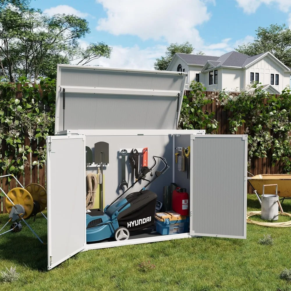 

Storage Shed Outdoor Plastic Garden Shed Tool Resin Shed with Floor Waterproof Horizontal Storage Deck Box Outside, Customized