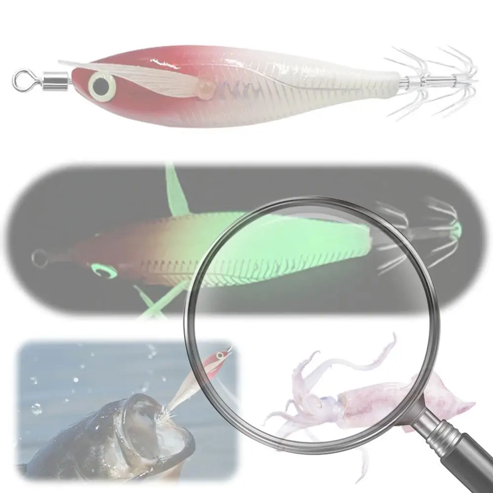 

Светящийся искусственный крючок для кальмара, горизонтальный крючок для креветок, 80 мм, деревянная приманка для кальмаров и морской рыбалки