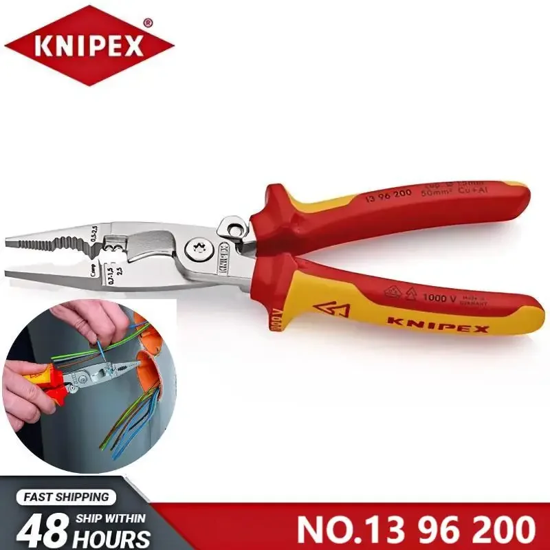 KNIPEX 13 96 200 Electrical installation pliers with open spring Insulation pliers Cutting crimping stripping pliers VDE test