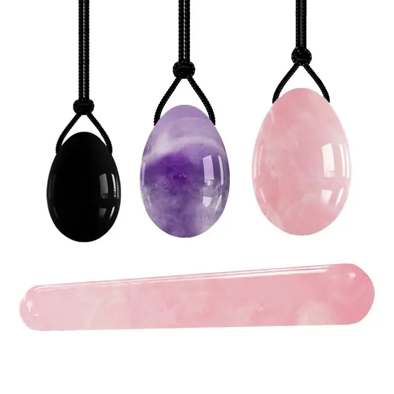 

3 pcs Rose Quartz Yoni Egg Set Jade Eggs Women Kegel Exerciser Jade Massager Vaginal Muscles Tightening Ball Crystal Kegel Eggs