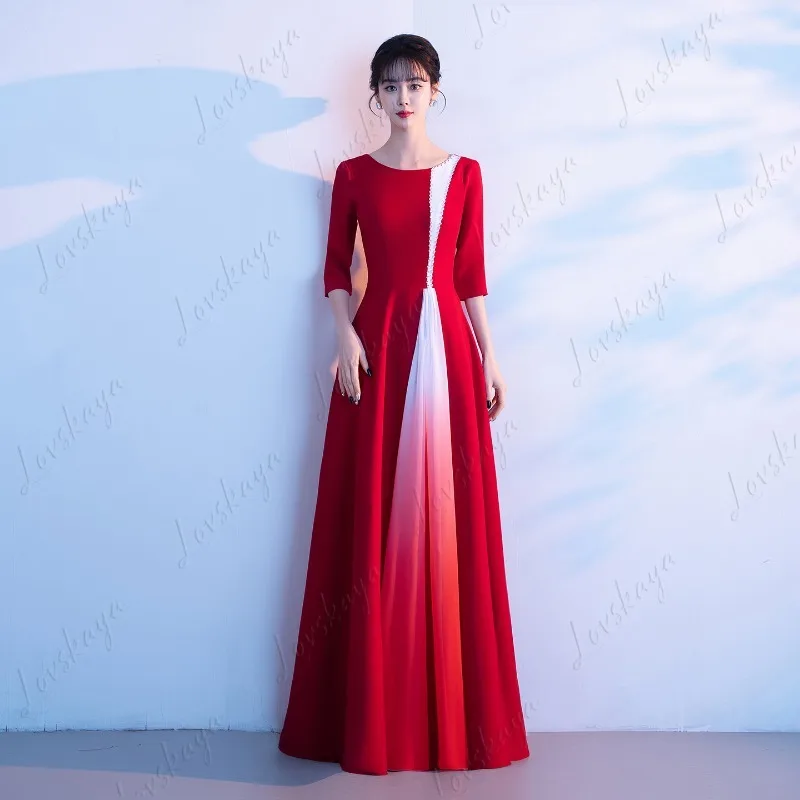 

Женское красное длинное вечернее платье, костюм для хора, платье для соревнований песен для взрослых, служебное платье