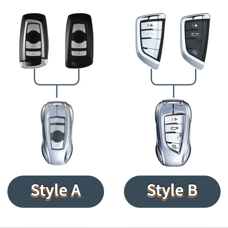 For BMW 3 5 Series X1 X3 X4 X5 Zinc Alloy Silver Car Key Protection Shell Cartoon Smart Remote Key Cover Car Accessories