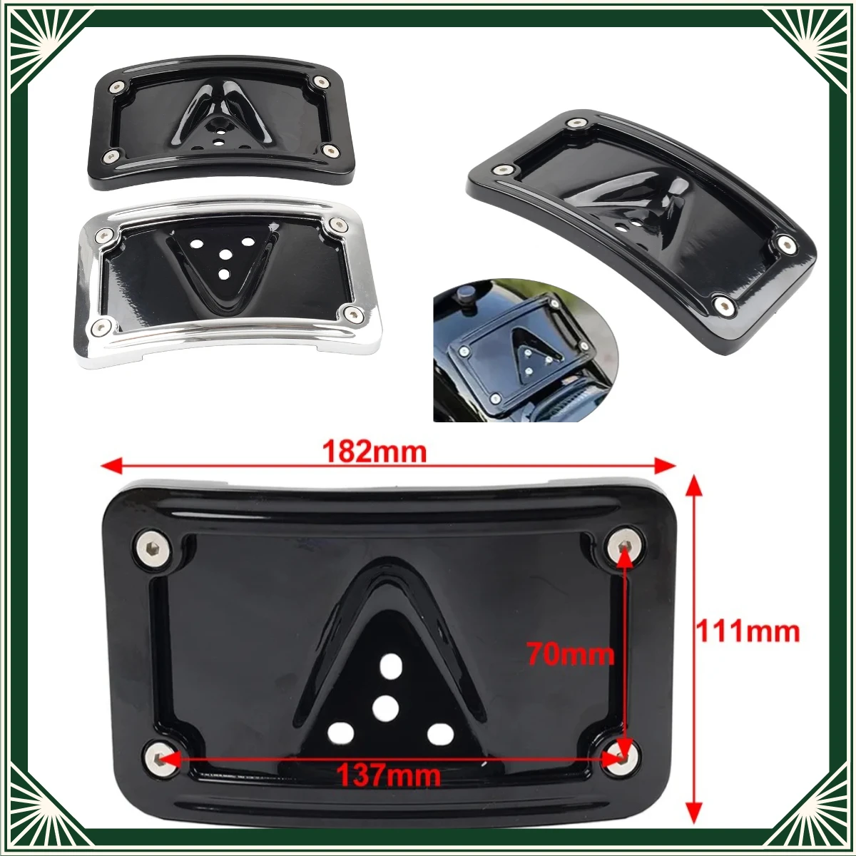 1Pcs Motorcycle For Harley Dyna Fat Street Bob FL FX FXD FXR XL Curved Laydown License Plate Frame Mount Bracket with Bolts