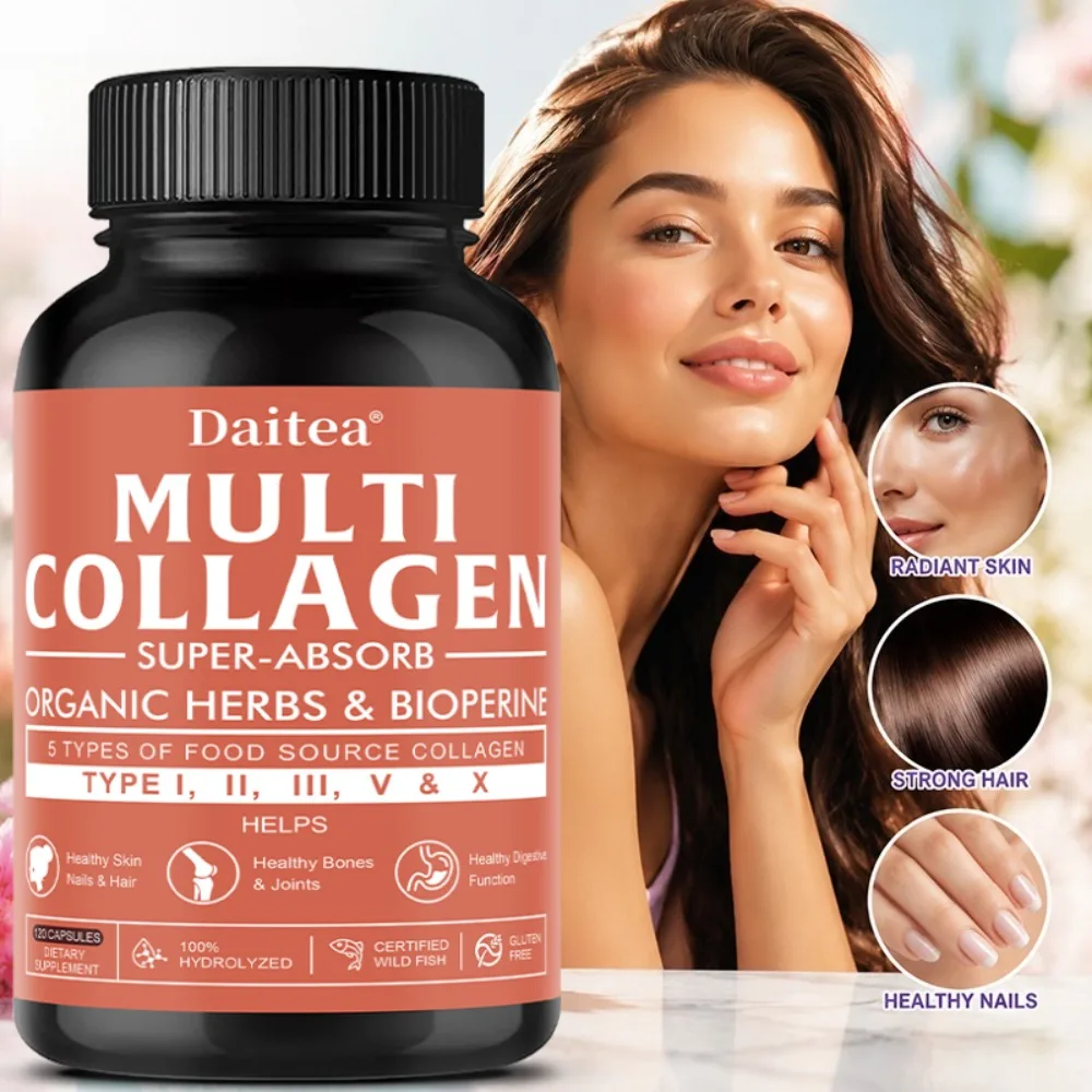 Multi Collagen Complex Supplement for Skin Hydration, Hair Skin & Nails Support, Beauty Nutrition Formula