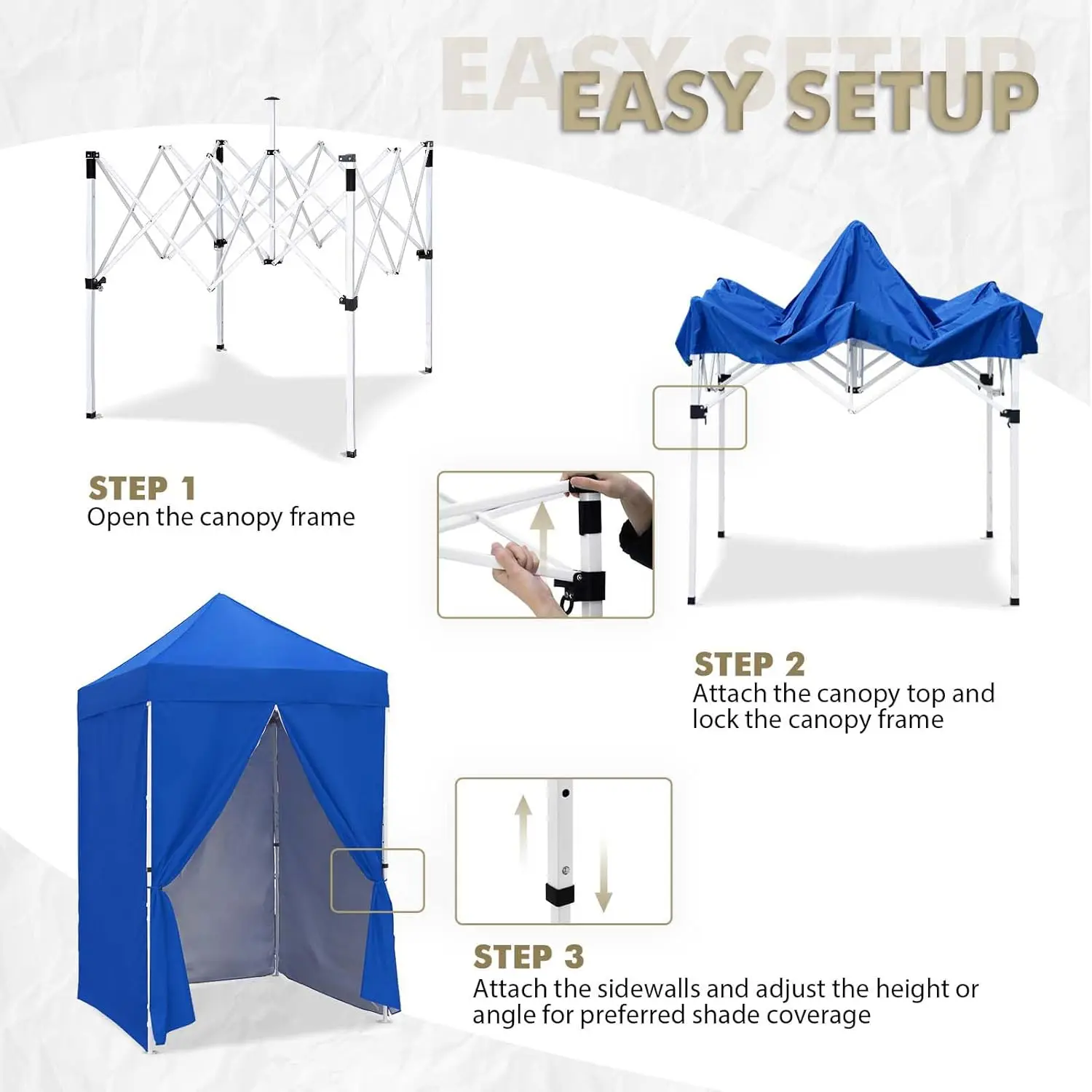 Lightweight Blue Sun Shelter for Sports, Camping and Beach, with 4-Side Wall Panels and Carry Bag