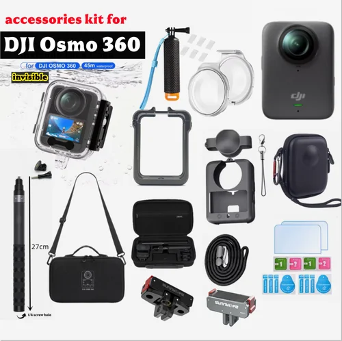 Imagen 1 del producto Kit de accesorios para DJI OSMO 360, funda de buceo Invisible, marco protector, adaptador magnético de Metal, bolsa de almacenamiento de hombro para cámara