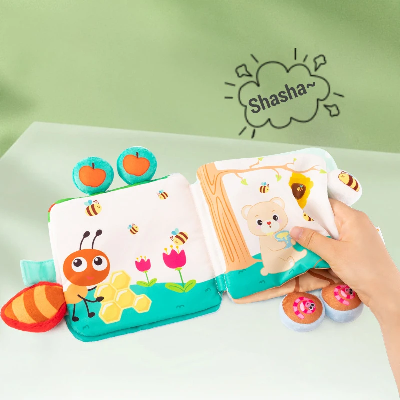 0-36 monate Baby 3D Tuch Buch Frühen Lernen Spielzeug Montessori Sinnes Tier Schwanz Tuch Buch Neugeborenen Aufklärung Baby spielzeug
