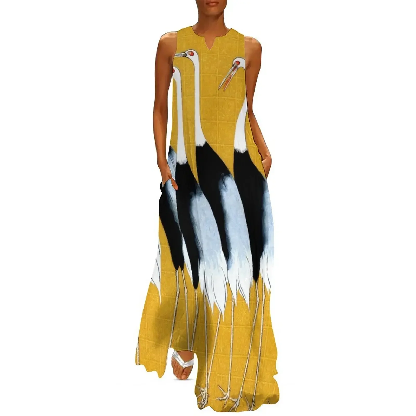 

Flock of Japanese red crown crane Ogata Korin Long Dress summer women's dress 2025 Dress