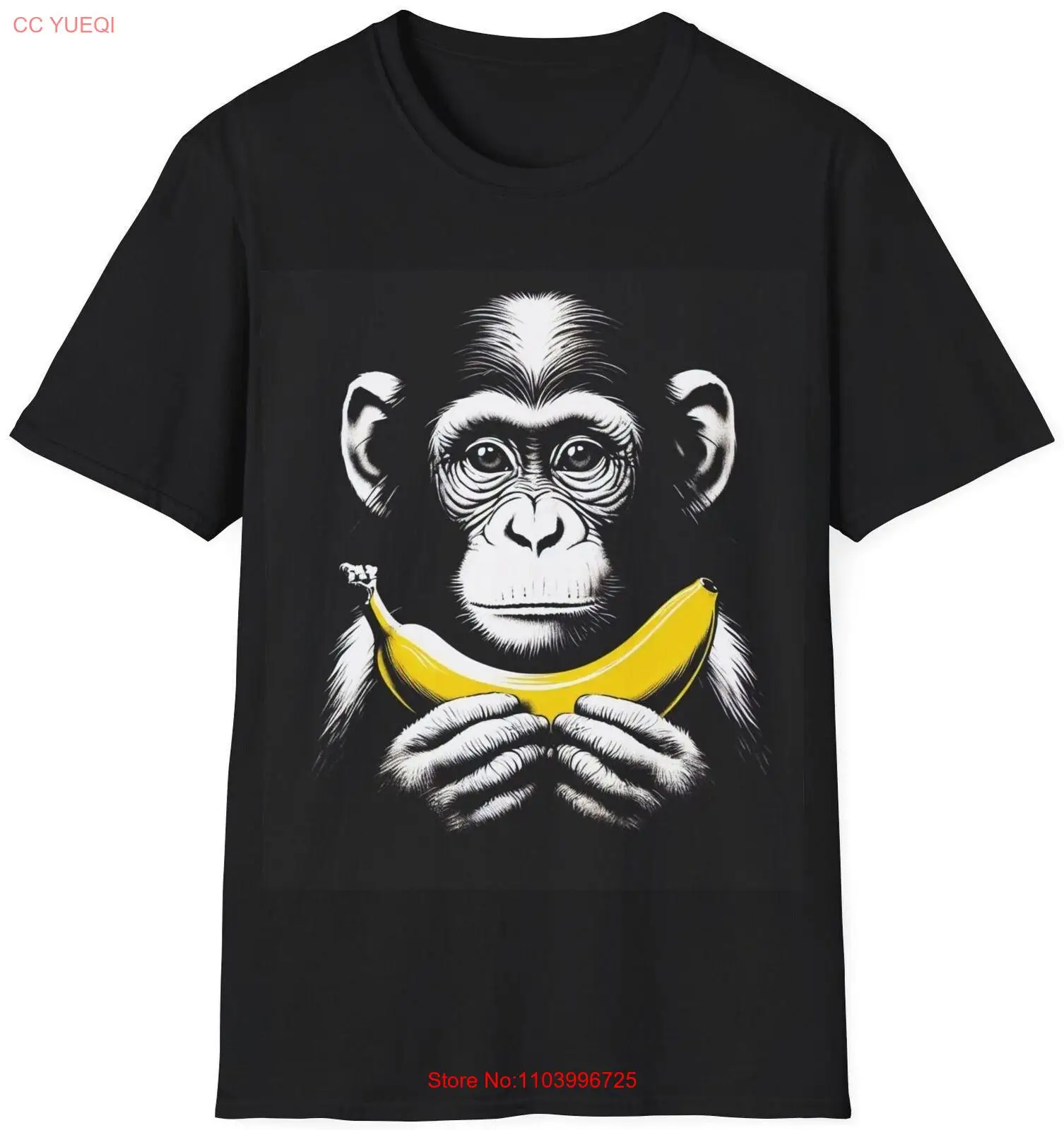 Monkey With Banana Unisex T-shirt Monkey Animal Tee Graphic Tee, Funny Gift Idea