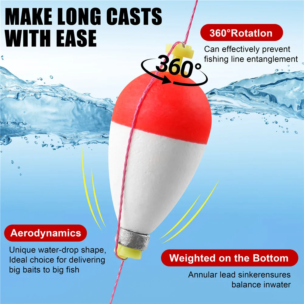 5pcs Weighted Fishing Floats Bobbers Foam Slip Bobber Snap-on Oval Ball Cork Fishing Floats for Santee Crappie Bluegill Panfish view 4