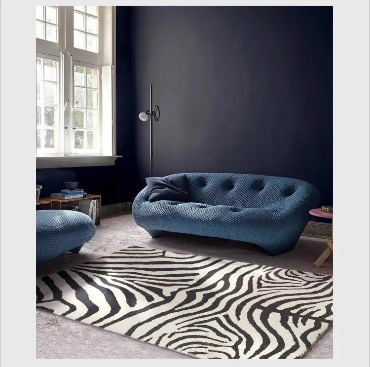 

Zebra Black White Striped Area Rug Luxury Artistic Living Room Carpet Soft Comfortable Bedroom Floor Mat Decorative