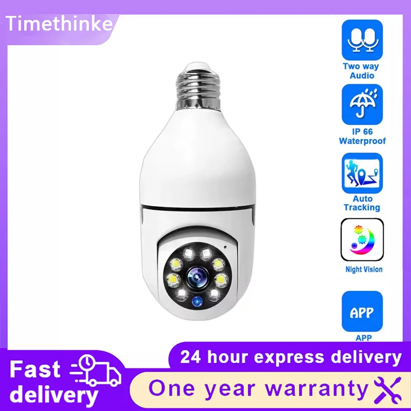 E27 Bulb Wifi Camera 360° Human Auto Tracking Full Color Night Vision Two‑Way Audio Home Baby Monitor Security Cam