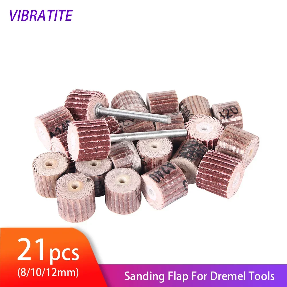 

21 шт., лепестковый шлифовальный круг с зернистостью 80-600, шлифовальный диск, абразивные инструменты и 3-миллиметровая оправка для аксессуаров Dremel для вращающегося инструмента