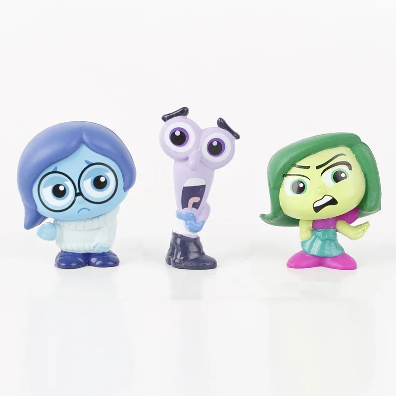 Disney Inside Out 2 Figure Toy pour enfants, film de dessin animé, joie, anlande, colère, dégoût, peur, modèle, beurre, voiture, ornements, cadeaux pour enfants, 9 pièces par ensemble