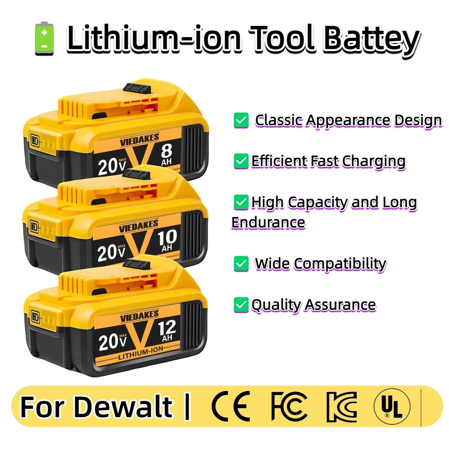 

Original for DeWalt 20V 12.0Ah MAX Battery Power Tool Replacement DCB184 DCB181 DCB182 DCB200 20V 5A 6A 18Volt 20v Battery.