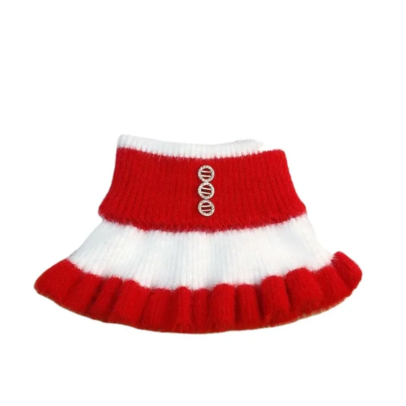 2024 New Knitted Stripe Lapel Collar Warmth Neck Cover for Women Thickened Imitation Mink Velvet Fake Collar Neck Scarf image 6