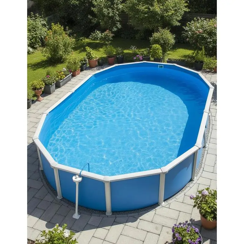 Poolfolie 3,6 x 6,2 m, Poolfolie für 120 cm Wandhöhe, Ersatzfolie aus PVC, Innenfolie 0,8 mm dick, UniBead Schwimmbadfolie, Ersatzfolie, geeignet für Aufstellpools, blau