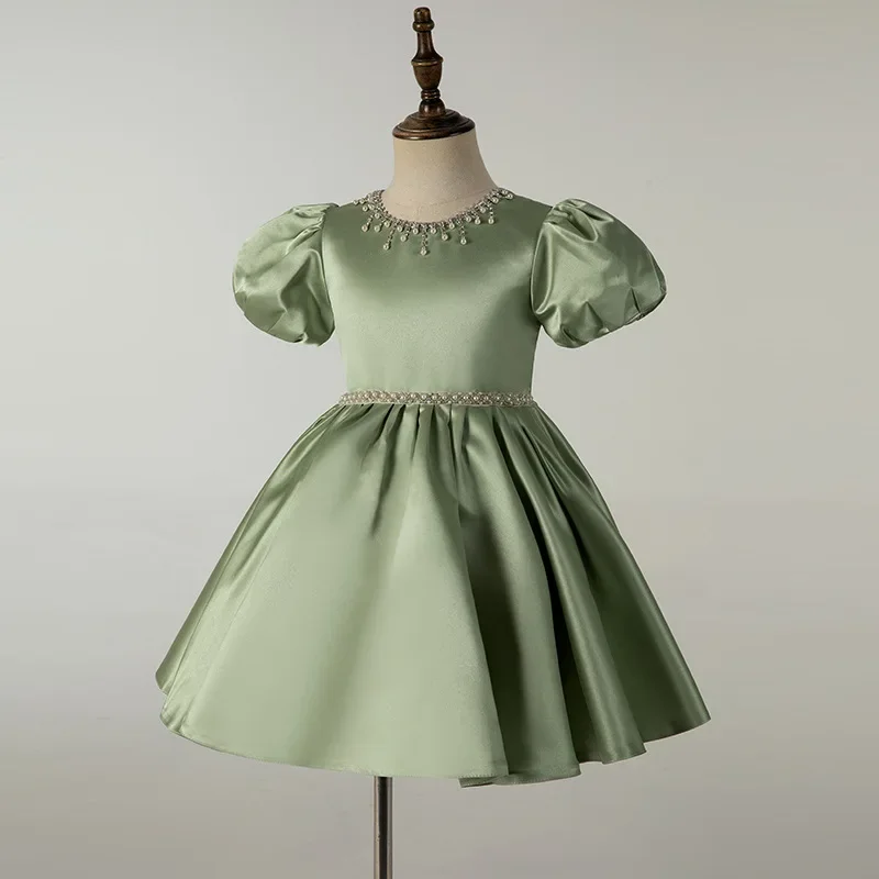 

Piano Playing Host One-year-old Children Spring Green Princess Dress Children's Clothing Fashionable And Cute Catwalk Dress