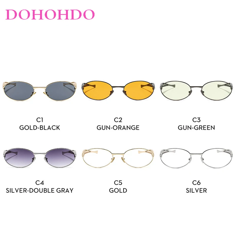 2025 New Luxury Designer Punk Metal Oval Women Sunglass Trend Retro Small Frame Men Sunglass Outdoor Driving Shades Ladies UV400
