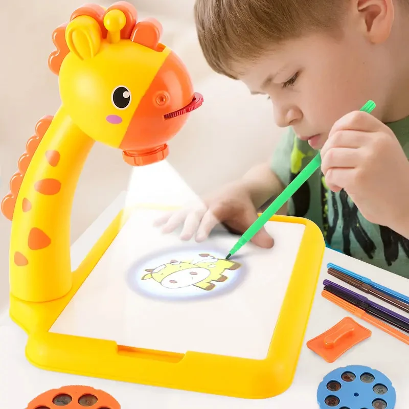 Giraffe Graffiti Writing Board Projection Drawing Desk Learning LED Projector Art Table Toy Multifunctional Giraffe