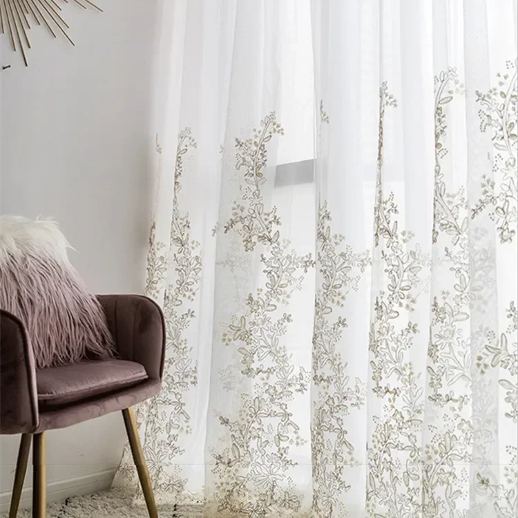 

Curtains for Bedroom Living Room Balcony Romantic Full House Heavy Industry Embroidery Window Screen Princess Wind Gauze