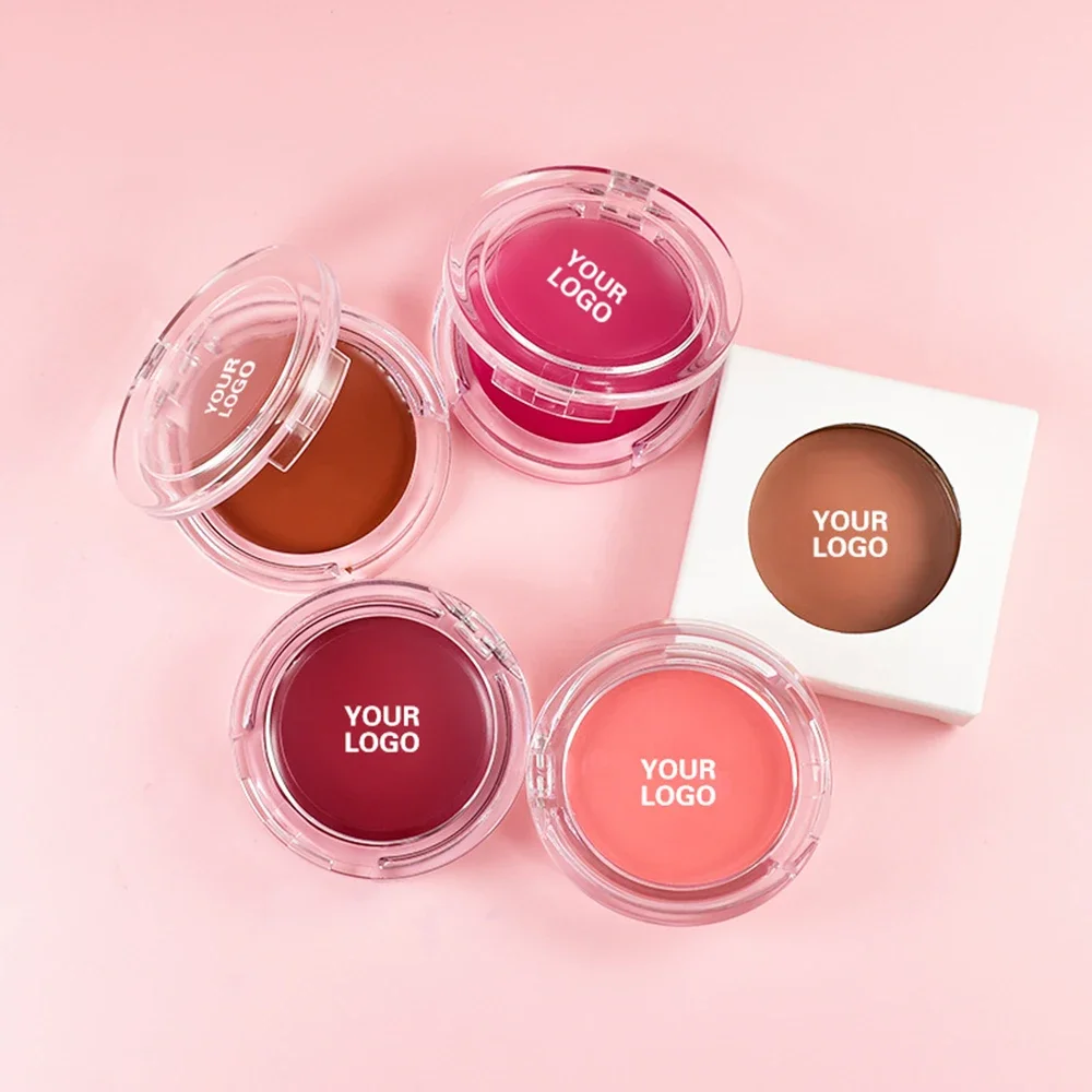 8 Colors Custom Bulk Blush Cream Private Label Transparent Monochrome Natural Skin Brighten Creamy Texture Makeup Dual-purpose