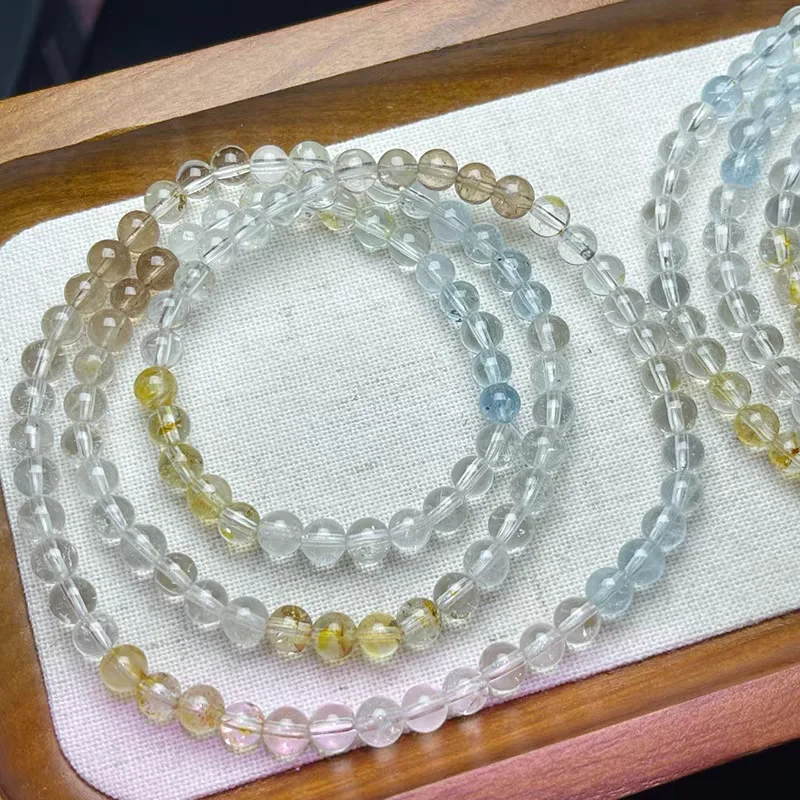 Natural Colorful Topaz Clear Round Beads Woman Crystal Yellow Colorful Topaz 5.5mm Stretch Bracelet Healing AAAAAA