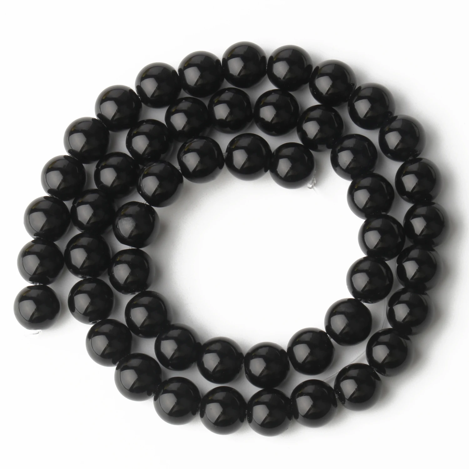 Natural Crystal Stones Smooth Black Round Loose Polish  Beads For Women Charm Jewelry DIY Bracelet Necklace Making 2 4 6 8mm