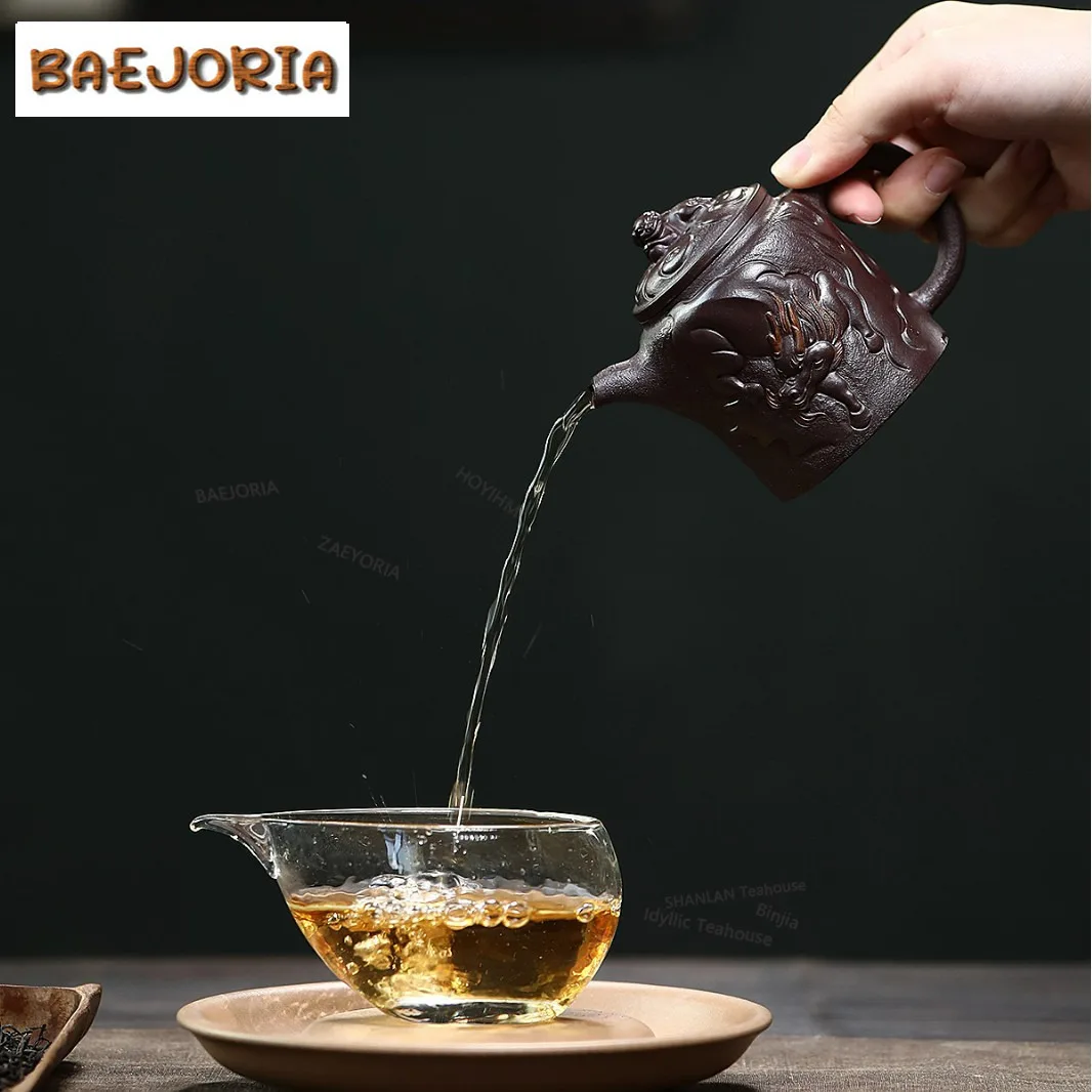 BAEJORIA 190ml Ancient Yixing Purple Clay Teapots Handmade Auspicious Beast Pot Raw Ore Purple Mud Kettle Chinese Zisha Teaset view 4