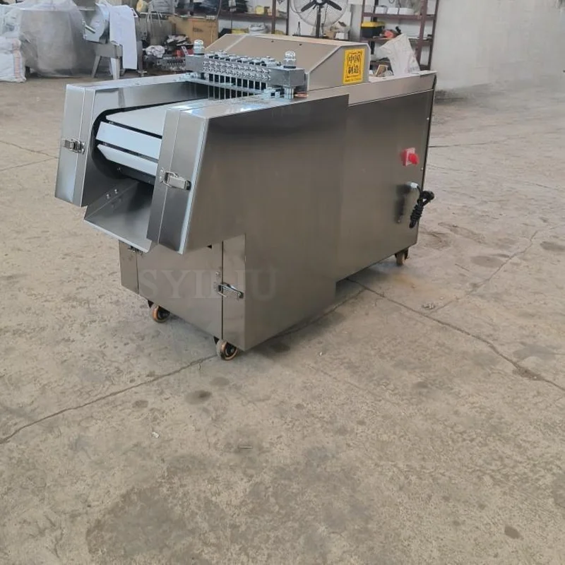Image of Automatischer Hochleistungs-Schneider für gefrorenes Fleisch – Rindfleisch-Huhn-Rotfleisch-Knochenschneider, elektrischer Blockschneider für das Metzgerin