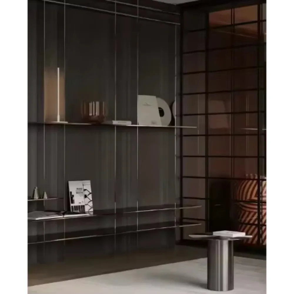 Steel Furniture Light Luxury Bookcase Home Furnishing Living Room Display Cabinet Floor-to-ceiling Bookcase Metal Cabinet