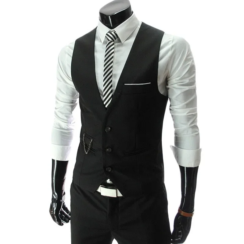 

2024 Dress Vests For Men Slim Fit Mens Suit Vest Male Waistcoat Gilet Homme Colete masculino social Formal Business Jacket 4XL