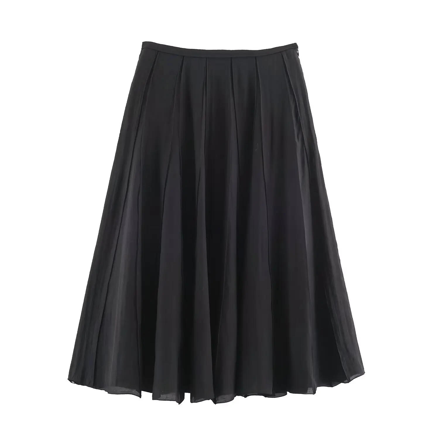 BSAY 2026 Elegant Mature Women Draped Spliced Midi Skirt High Waist Pleated Swing A Line Skirt Office Commuter Casual Bottoms