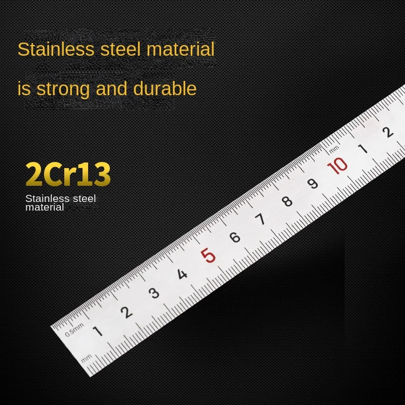 Deli Tool 1 Pcs Multiple Specifications Woodworking Measuring Ruler 15/20/30/50cm Stainless Steel Multifunction Percision Tools