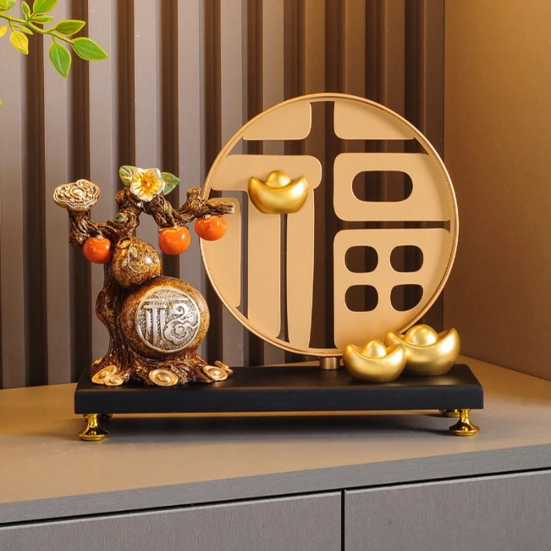 style Fulu double gourd ingots, ornaments, high-end living room, entrance wine cabinet decorations, housewarming gifts