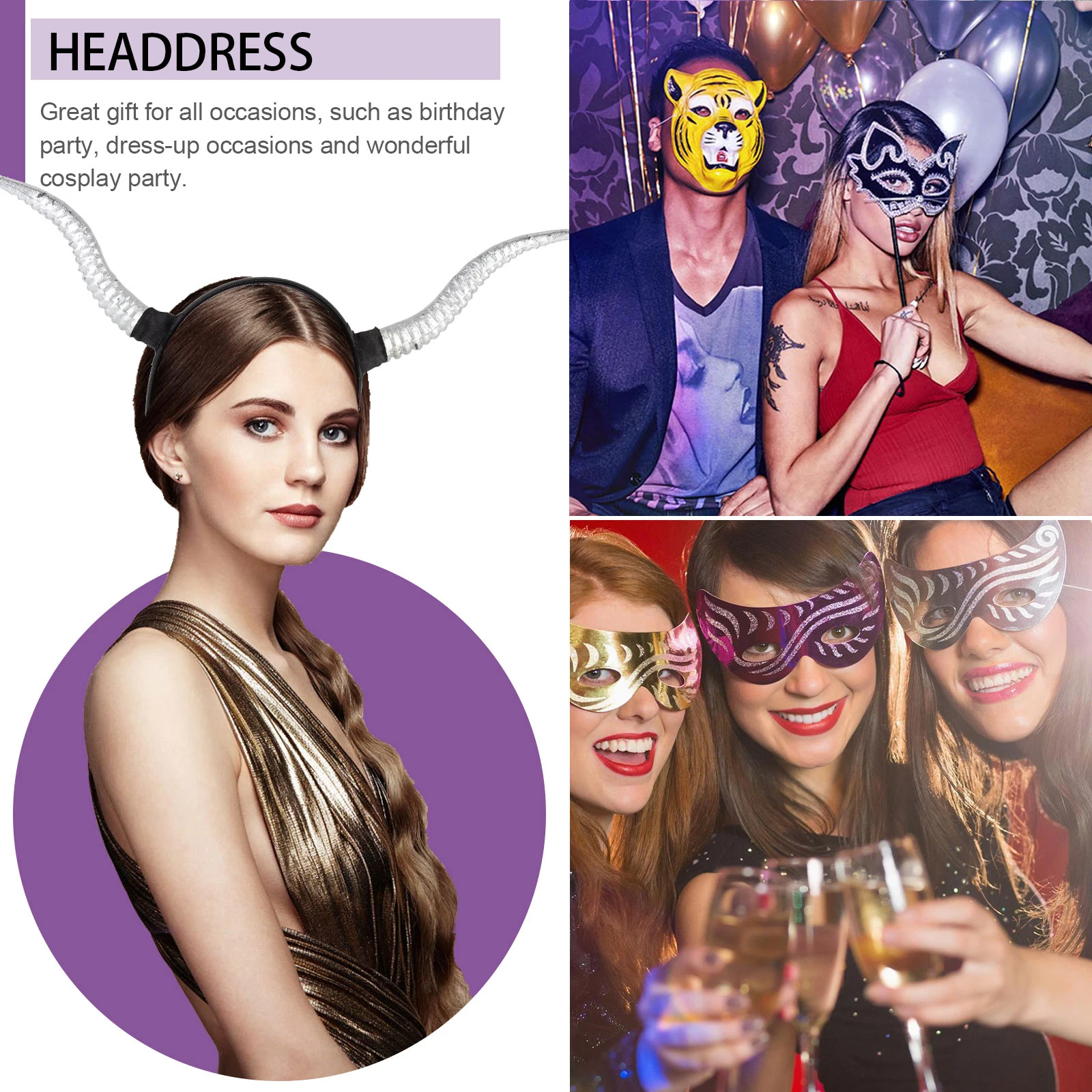 

Antelope Horn Headpiece Creative Horn Headband Halloween Cosplay Party Hairband Halloween Hair Accessory Funny Hair Decor