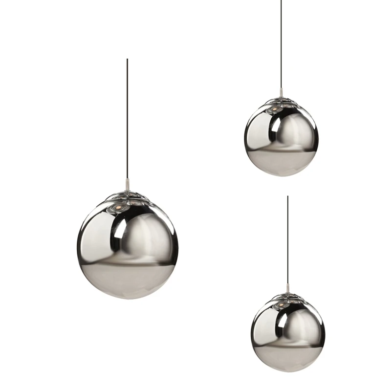 

Modern Pendant Lights Silver Mirror Ball Hanglamp Glass LED Lamp Kitchen Living Room Bedroom Suspension Luminaire